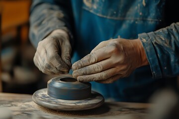 Hands of an Artisan Shaping Clay with Skill and Precision