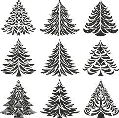 Christmas Tree Silhouette Vector Art Pack Versatile Holiday Illustrations.