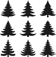 Christmas Tree Silhouette Vector Bundle Elegant Holiday Design Pack.