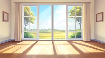 Sunny Room with Large Window and Rural View