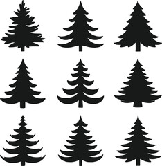 Christmas tree silhouette vector illustration bundle pack.