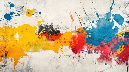 Fototapeta premium An abstract background with splashes of bold colors against a neutral backdrop, creating contrast