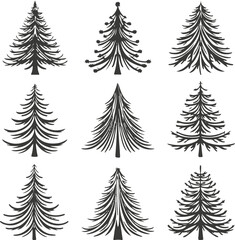 Christmas Tree Silhouettes Bundle Perfect Vector Art for Seasonal Designs.