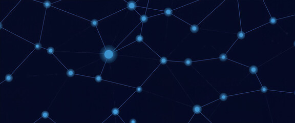 Obraz premium Abstract network connection illustration with blue nodes on a dark background for technology design