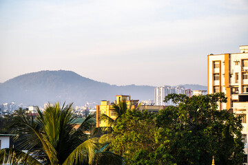 Fototapeta premium Guwahati City view with buildings and hills