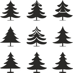 Holiday Christmas Tree Silhouettes Vector Pack Elegant Festive Illustrations.
