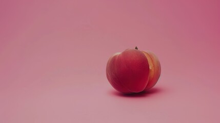 Pink Background Peach Close-Up - a soft and juicy fruit showcase. The pink background enhances the peach's delicate texture, creating a fresh and inviting visual appeal.