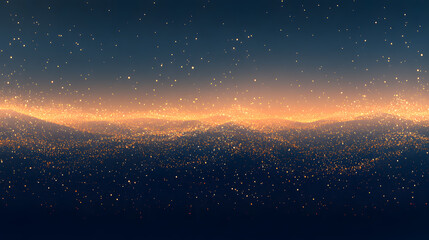 Fototapeta premium Glittering Twilight Landscape with Sparkling Stars and Mountains