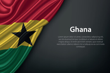 Waving Ghana Flag on Dark Background