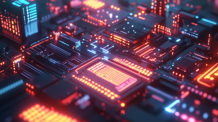 Obraz premium Isometric Programming Concept illustrating the digital landscape of computer technology, web design, and coding interfaces in 3D