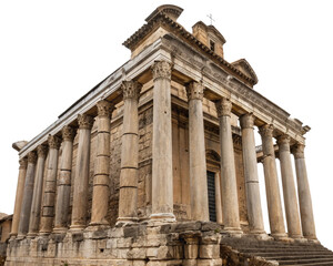 Fototapeta premium Ancient Roman Temple on Transparent Background