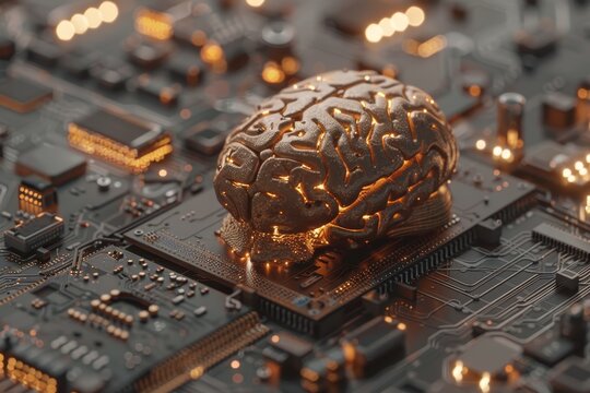 Data analysis and machine learning algorithms representing artificial intelligence in a brain design