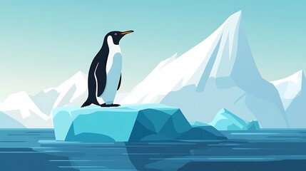 Obraz premium Emperor Penguin on Ice Floe in Antarctic Landscape