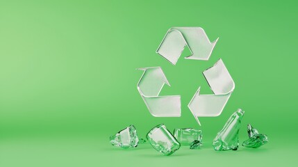 Diamonds with a recycling symbol, symbolizing ethical and sustainable production.