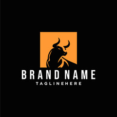 Buffalo cow ox bull head logo design template