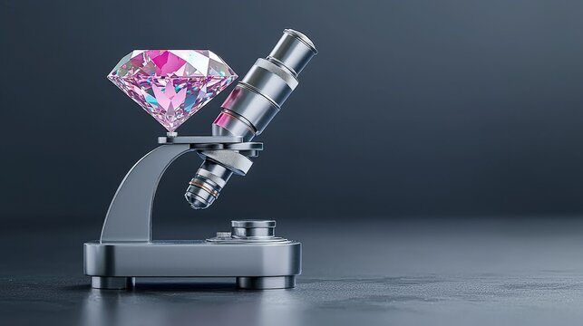 Microscope examining a lab-grown diamond surrounded by sparkling lights.
