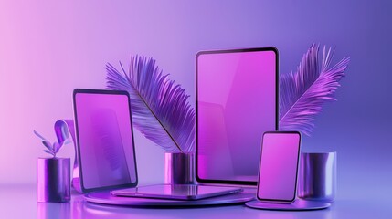 Stylish home office mockup showcasing modern devices and tech innovations in a dynamic visual content environment