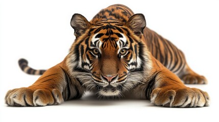 Obraz premium Majestic Tiger Stretching with Paws Extended