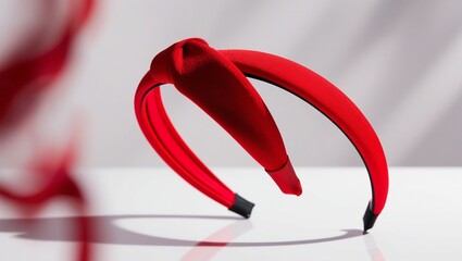 The headband is a stunning shade of red. An isolated photograph on a white background This has a clipping path.