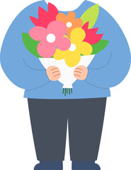 꽃다발 들고있는 남자