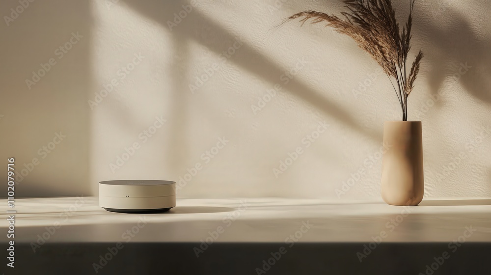 Poster Contemporary smart device presentation mockup in a minimalist indoor setting with clean design