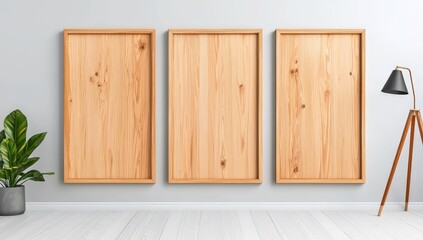 Modern living room with a neutral sofa, large artwork, and a floor lamp.