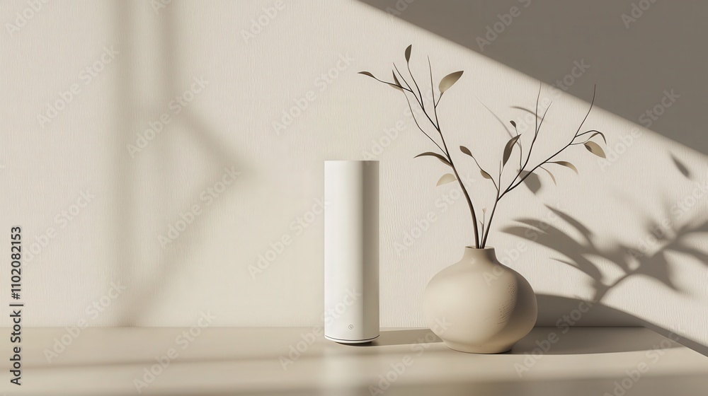 Poster sleek product prototype display on minimalist table modern interior high-quality mockup natural ligh