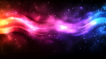 Obraz premium Abstract cosmic wave with vibrant colors and sparkling particles.