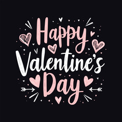 Happy Valentine's Day Typography T-shirt Design. Valentine's Day T-shirt Design Vector Illustration.