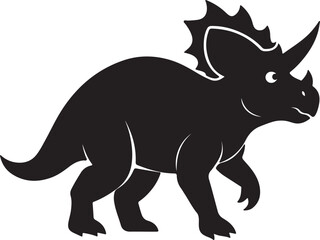 Triceratops Silhouette Vector Design for Dinosaur Themed Art and Kids Projects.