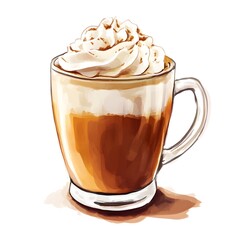 A warm cup of caramel latte topped with whipped cream