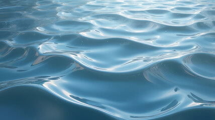 Fototapeta premium The serene flow of water creates abstract ripples, as a single drop splashes into the blue liquid, symbolizing the power of nature.