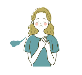 不安感や動悸に悩む人 不調のイラスト素材