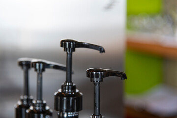 close-up of the syrup pumps