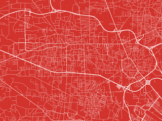 Christmas Map of Giugliano in Campania, Italy in Snowy White on Festive Red Background.