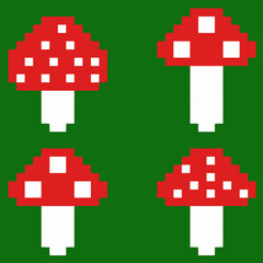 mushrooms in pixel graphics. set