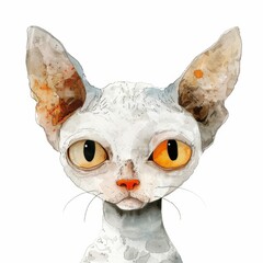 Naklejka premium A whimsical illustration of a unique cat with striking features, perfect for cat lovers and art enthusiasts alike.