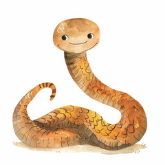 Fototapeta premium A whimsical illustration of a smiling cartoon snake, showcasing vibrant colors and a playful design, perfect for children's media.