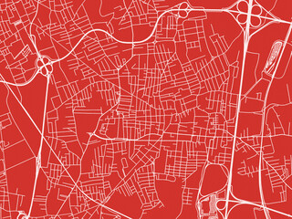 Christmas Map of Afragola, Italy in Snowy White on Festive Red Background.
