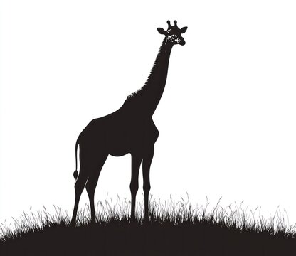 recommend clip art: Here's a suggested  and keyword list for your stock photo.. Silhouette of a giraffe standing in tall grass.