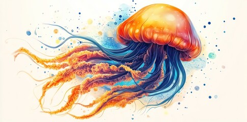 An Artistic Watercolor Rendering Of A Jellyfish