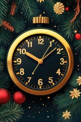 Christmas Gold Clock Decoration