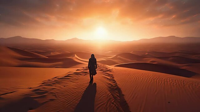 sunset in the desert. Created with generative AI