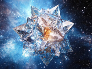 Captivating cosmic night sacred geometry snowflakes sparkling across the universe