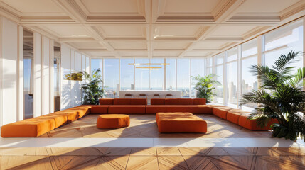 Showcasing urban elegance a modern penthouse in the city interior design showcase chic urban environment panoramic view of modern living