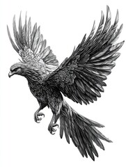 Black and White Eagle Drawing