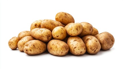 Heap of fresh potatoes isolated on white background