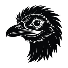 Big bird's head vector silhouette with a white background