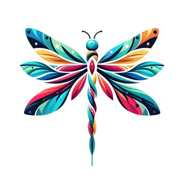 recommend clip art: colorful dragonfly abstract design on white background
