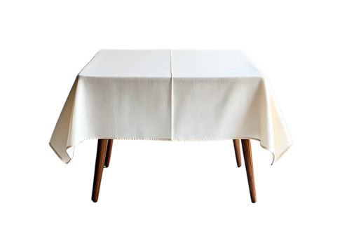 Minimalist White Tablecloth on Wooden Table for Elegant Dining Setup
